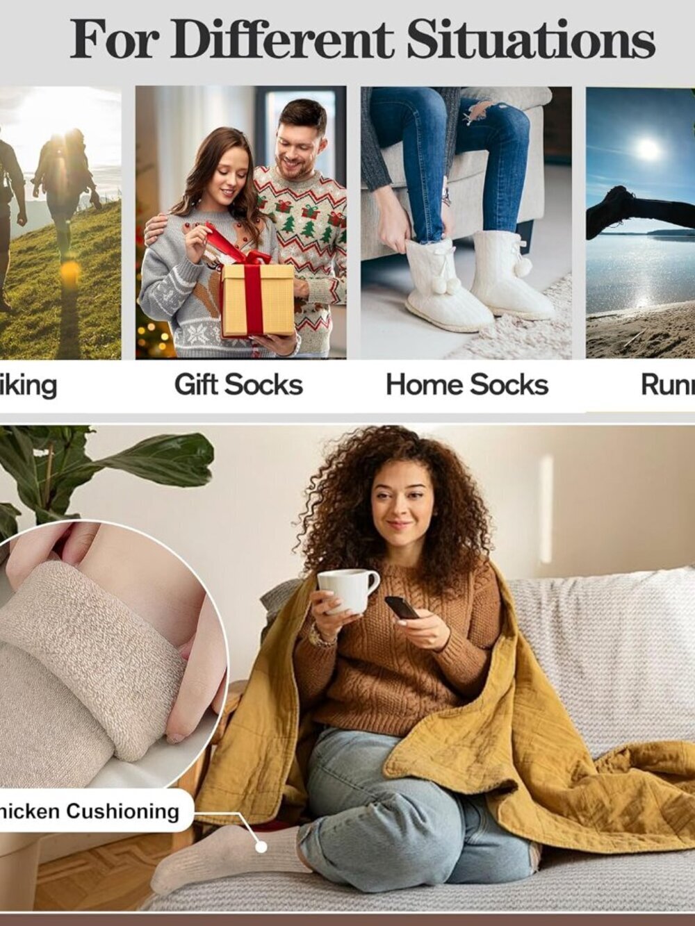 5 Pairs Womens Merino Wool Socks Hiking Warm Winter Thick Thermal Crew Cozy Cabi - Picture 6 of 6
